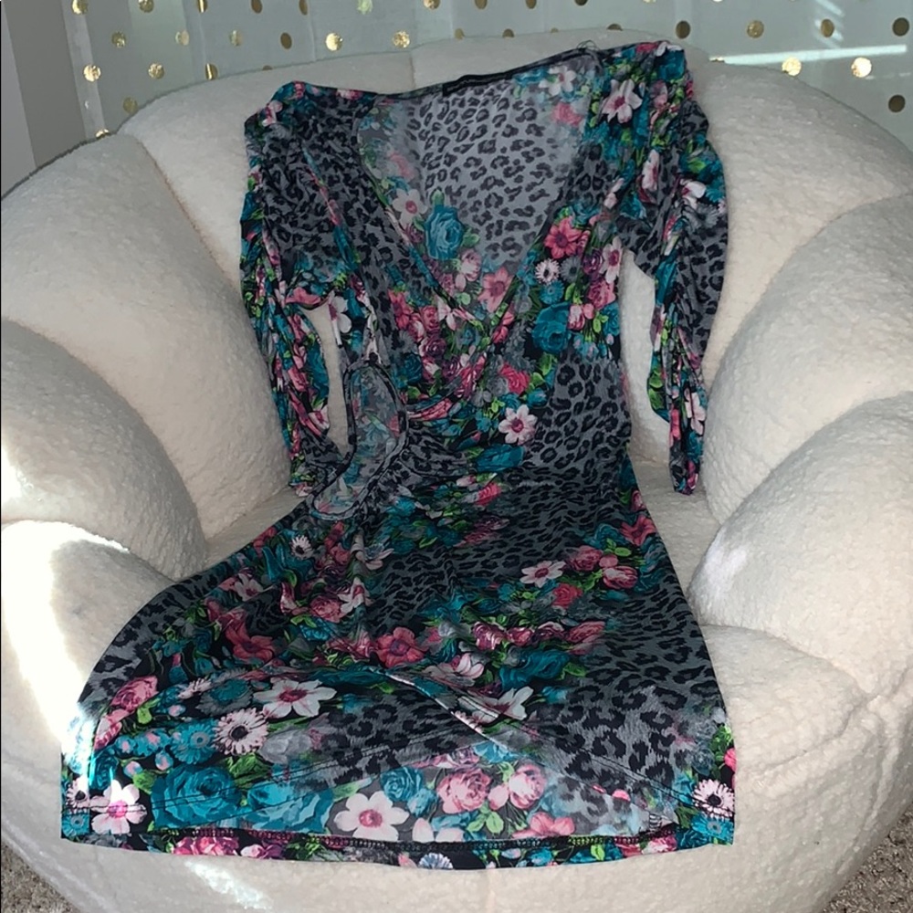 Sexy Cheetah & Floral Print Dress size Medium